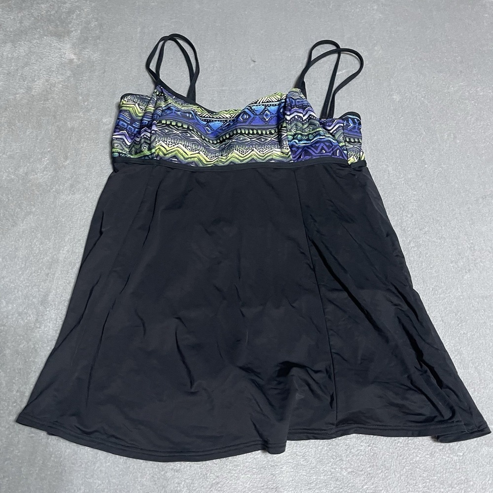 Deep Blue‎ Swimsuit Dress Womens 22W Black Blue Resortwear Beach One Piece
